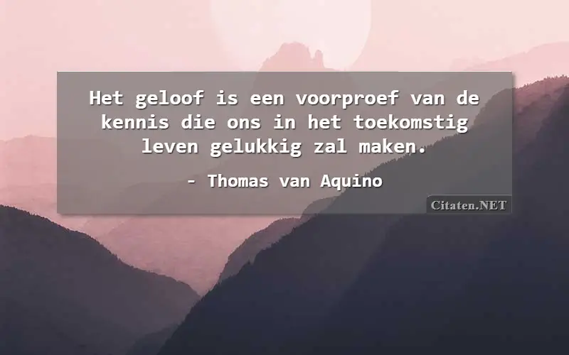 Het geloof is een voorproef van de kennis die ons in het toekomstig leven gelukkig zal maken.