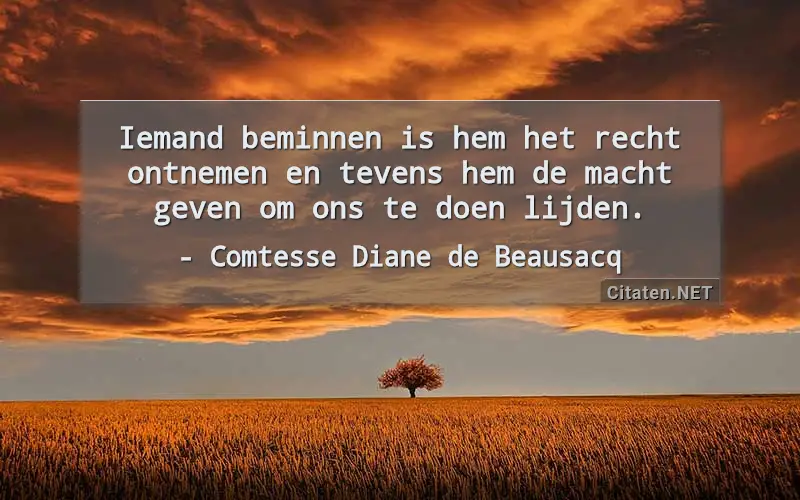 Iemand beminnen is hem het recht ontnemen en tevens hem de macht geven om ons te doen lijden.
