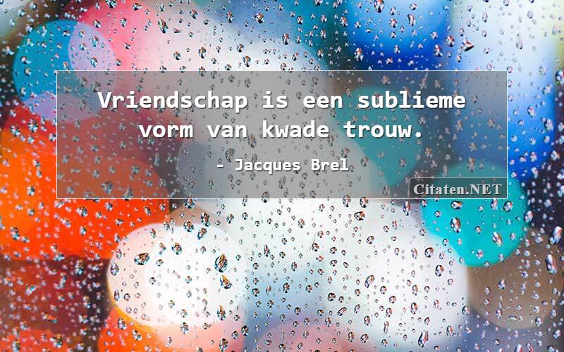 Vriendschap is een sublieme vorm van kwade trouw.