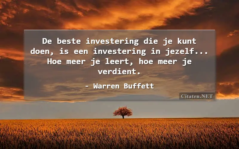 De beste investering die je kunt doen, is een investering in jezelf... Hoe meer je leert, hoe meer je verdient.