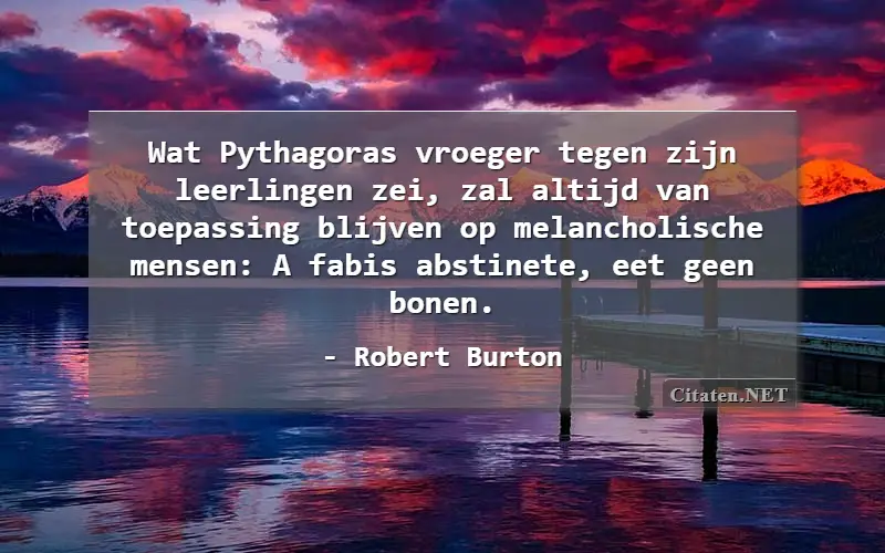 Wat Pythagoras vroeger tegen zijn leerlingen zei, zal altijd van toepassing blijven op melancholische mensen: A fabis abstinete, eet geen bonen.