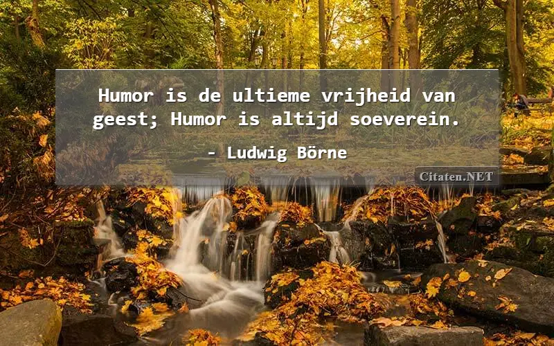 Humor is de ultieme vrijheid van geest; Humor is altijd soeverein.