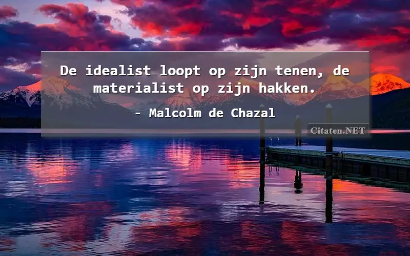 De idealist loopt op zijn tenen, de materialist op zijn hakken.