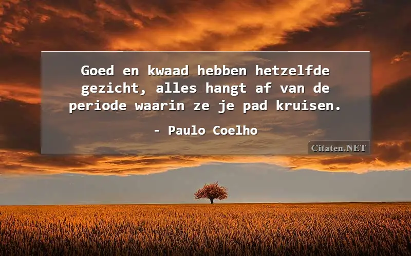 Goed en kwaad hebben hetzelfde gezicht, alles hangt af van de periode waarin ze je pad kruisen.