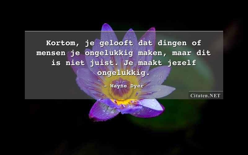 Kortom, je gelooft dat dingen of mensen je ongelukkig maken, maar dit is niet juist. Je maakt jezelf ongelukkig.
