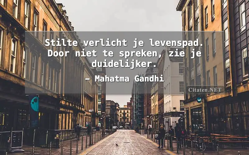 Stilte verlicht je levenspad. Door niet te spreken, zie je duidelijker.