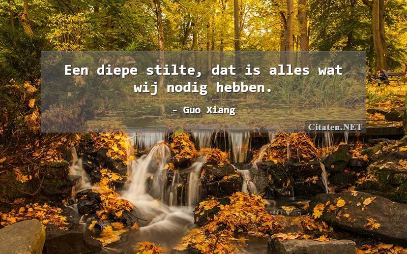 Een diepe stilte, dat is alles wat wij nodig hebben.