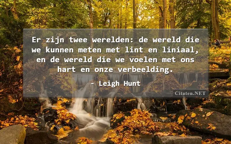 Er zijn twee werelden: de wereld die we kunnen meten met lint en liniaal, en de wereld die we voelen met ons hart en onze verbeelding.