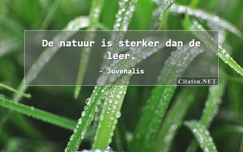 De natuur is sterker dan de leer.