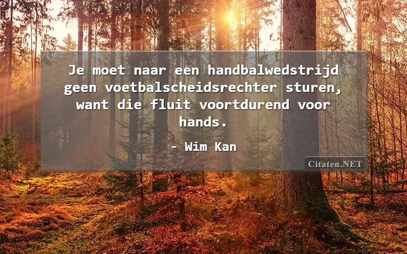 Je moet naar een handbalwedstrijd geen voetbalscheidsrechter sturen, want die fluit voortdurend voor hands.