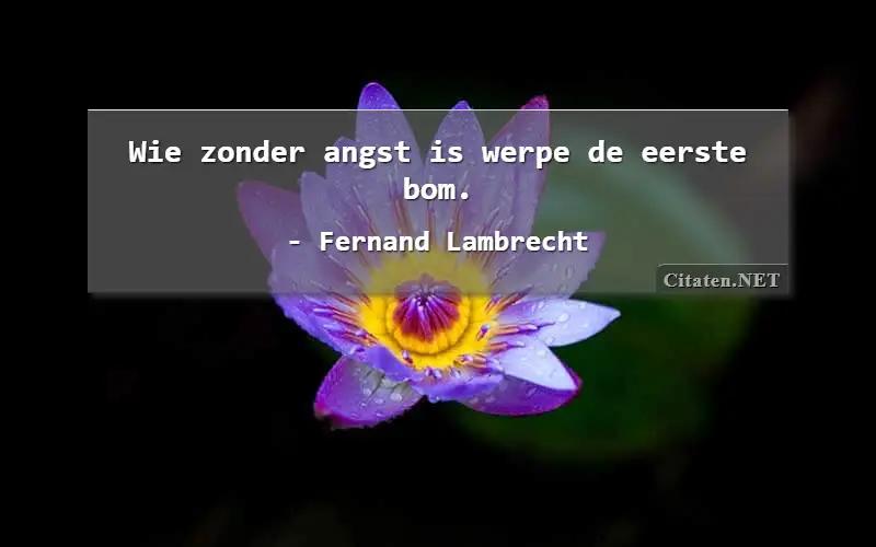 Wie zonder angst is werpe de eerste bom.
