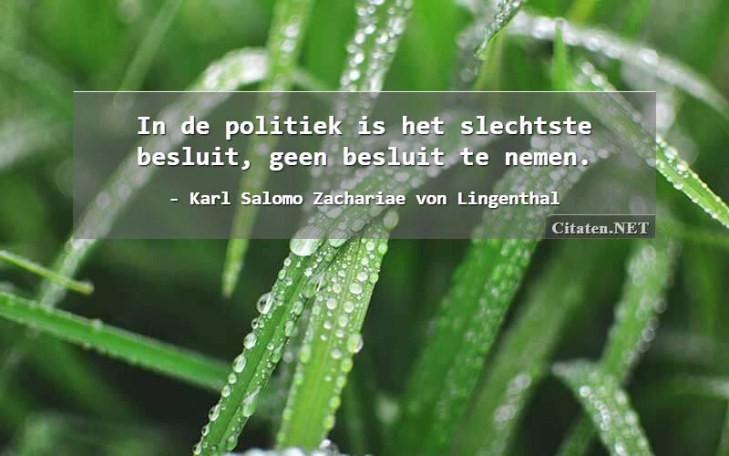 In de politiek is het slechtste besluit, geen besluit te nemen.