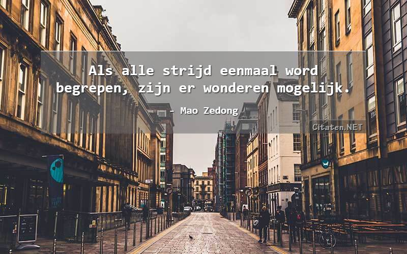 Als alle strijd eenmaal word begrepen, zijn er wonderen mogelijk.