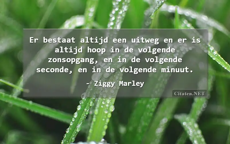 Er bestaat altijd een uitweg en er is altijd hoop in de volgende zonsopgang, en in de volgende seconde, en in de volgende minuut.