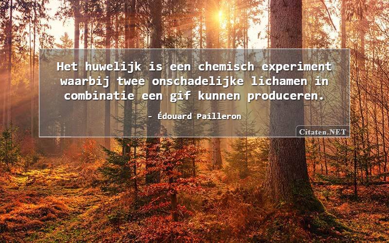 Het huwelijk is een chemisch experiment waarbij twee onschadelijke lichamen in combinatie een gif kunnen produceren.