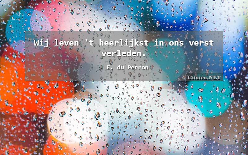 Wij leven 't heerlijkst in ons verst verleden.