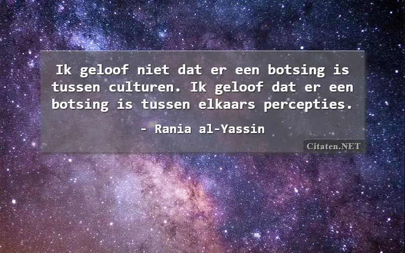 Ik geloof niet dat er een botsing is tussen culturen. Ik geloof dat er een botsing is tussen elkaars percepties.