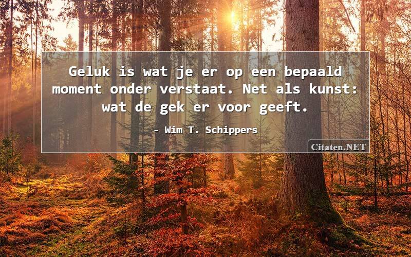 Geluk is wat je er op een bepaald moment onder verstaat. Net als kunst: wat de gek er voor geeft.