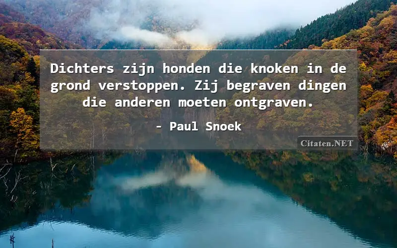 Dichters zijn honden die knoken in de grond verstoppen. Zij begraven dingen die anderen moeten ontgraven.