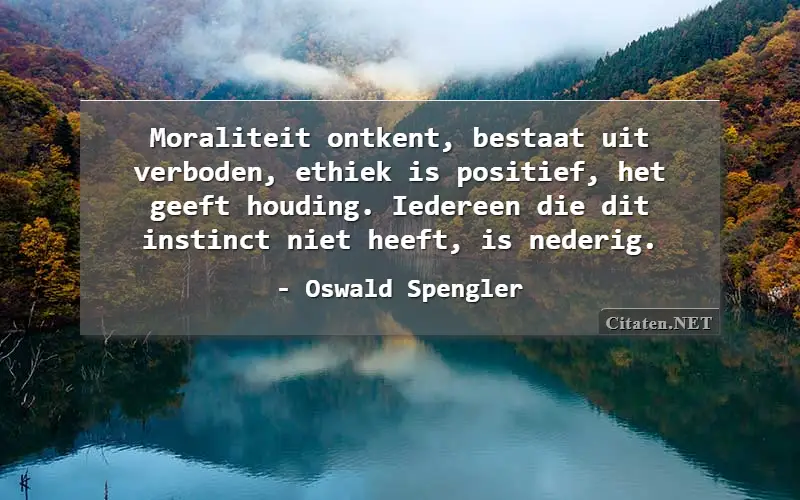 Moraliteit ontkent, bestaat uit verboden, ethiek is positief, het geeft houding. Iedereen die dit instinct niet heeft, is nederig.