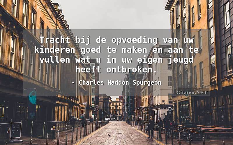 Tracht bij de opvoeding van uw kinderen goed te maken en aan te vullen wat u in uw eigen jeugd heeft ontbroken.