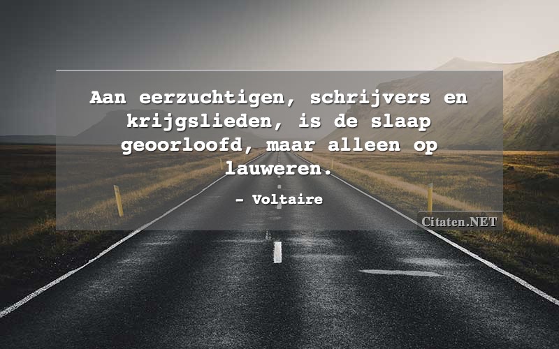 Aan eerzuchtigen, schrijvers en krijgslieden, is de slaap geoorloofd, maar alleen op lauweren.