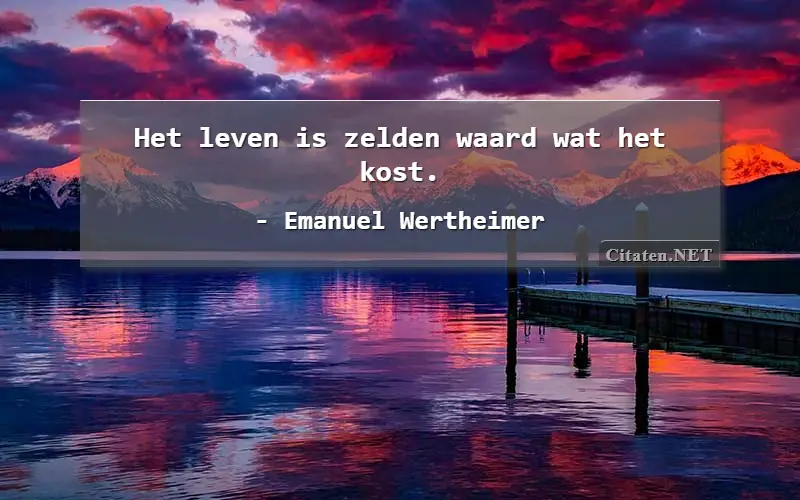Het leven is zelden waard wat het kost.