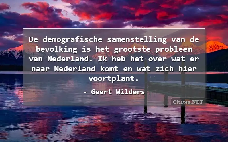 De demografische samenstelling van de bevolking is het grootste probleem van Nederland. Ik heb het over wat er naar Nederland komt en wat zich hier voortplant.