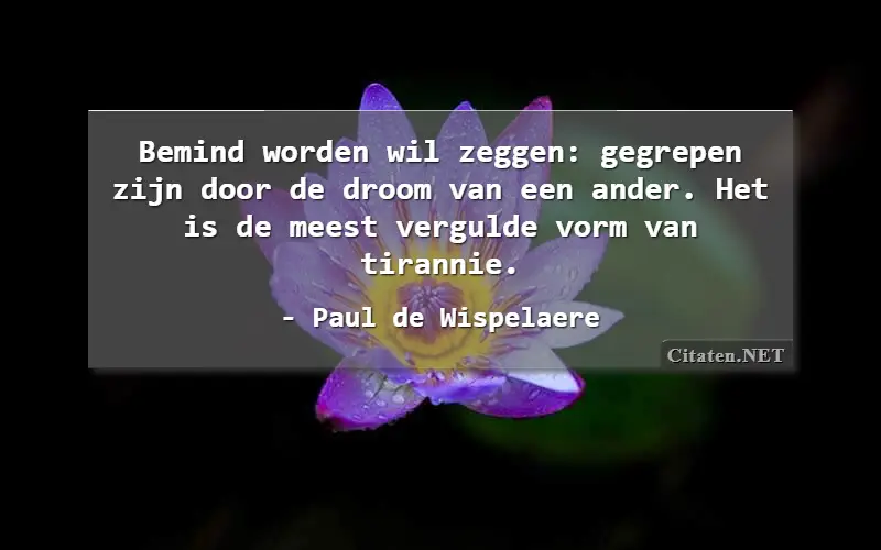 Bemind worden wil zeggen: gegrepen zijn door de droom van een ander. Het is de meest vergulde vorm van tirannie.